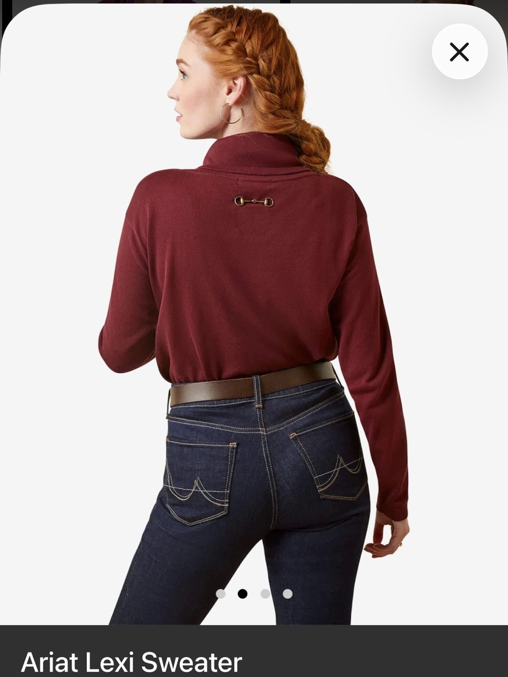 Ariat Lexi Sweater Women’s L Burgundy Cowl Neck Equestrian Horse Bit Pullover